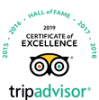 TripAdvisor Hall of Fame 2015, 2016, 2017, 2018 & 2019